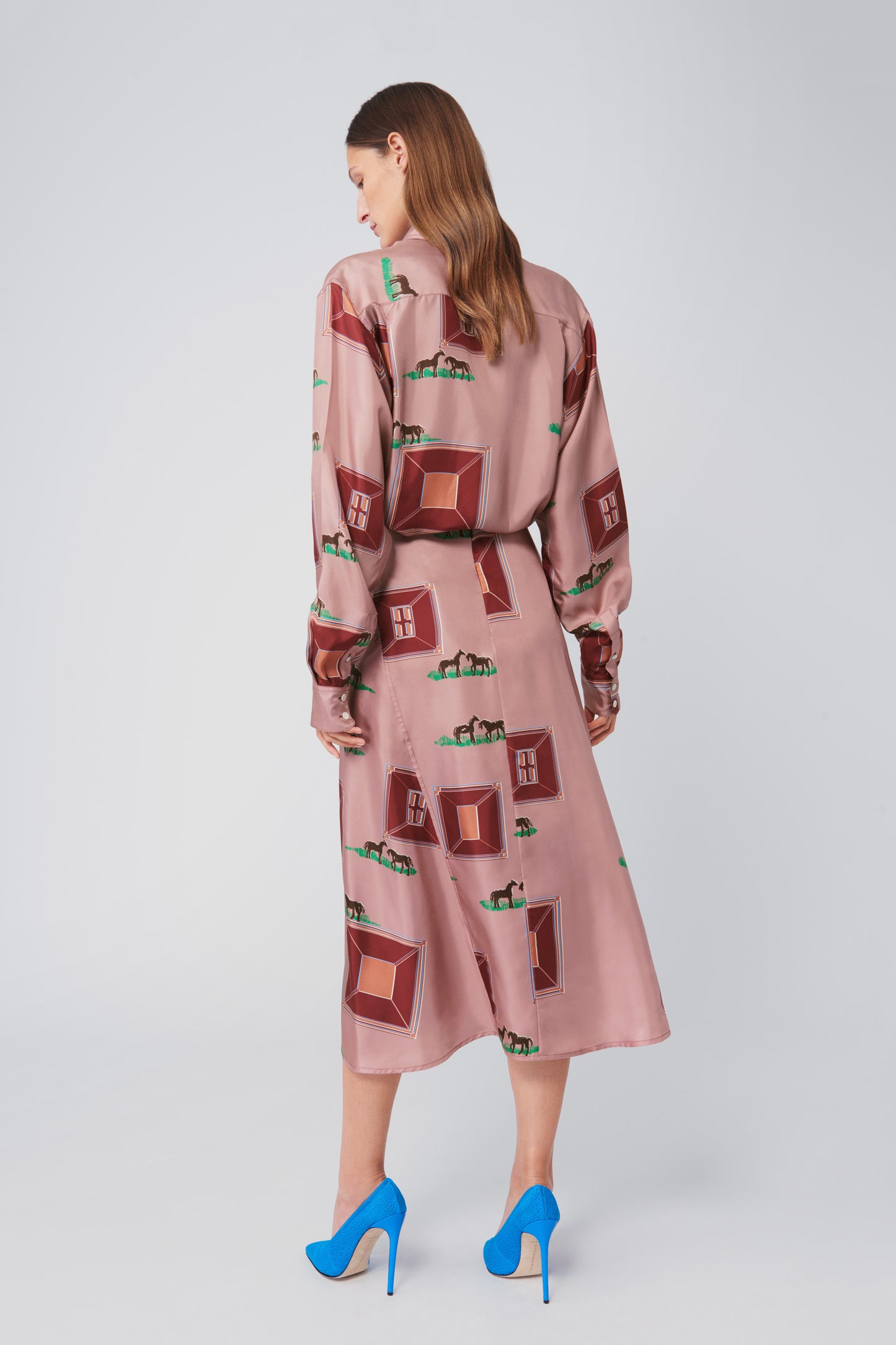 Pleated Panel Skirt in Horse Print