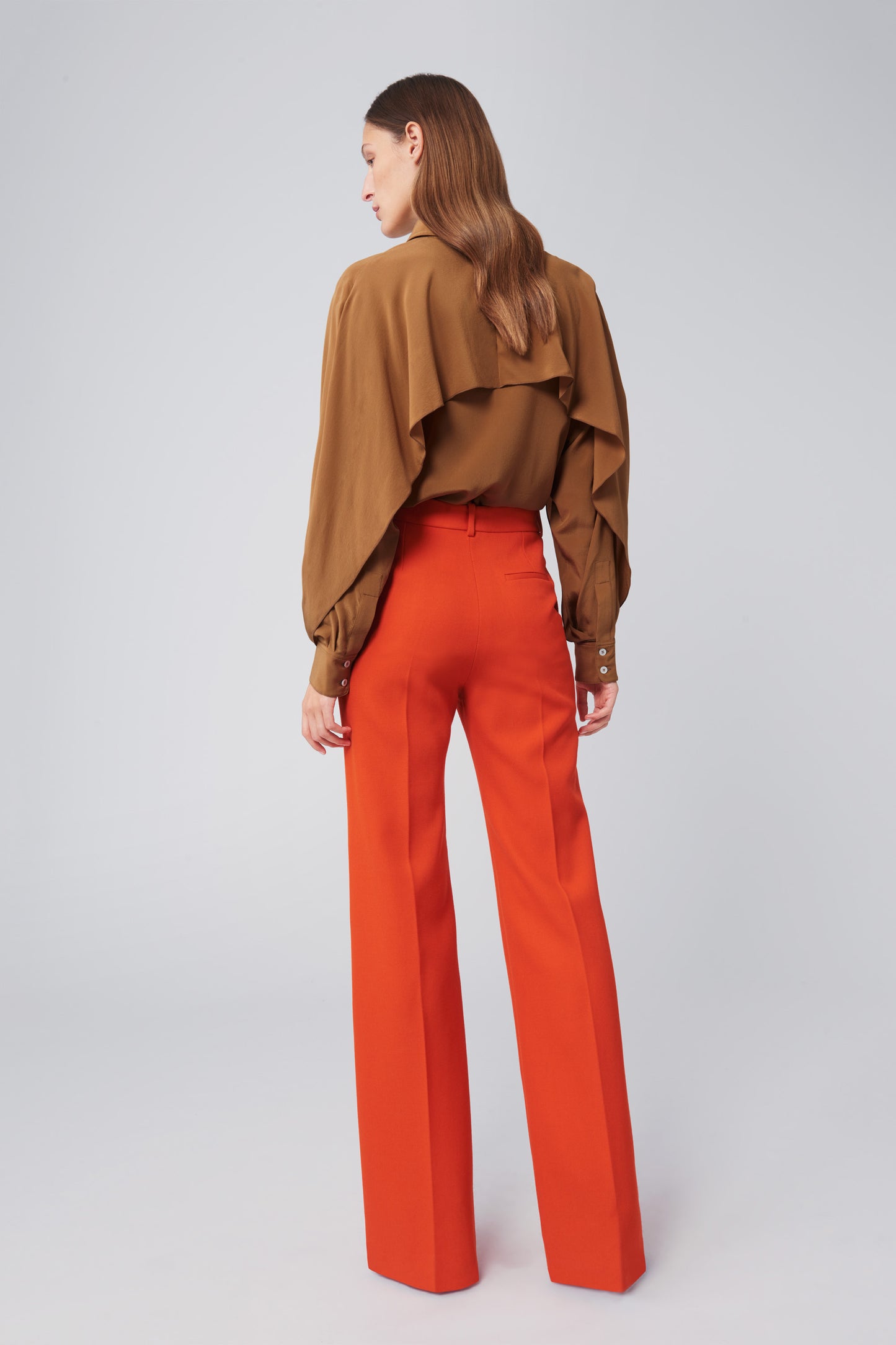 Oversized Draped Sleeve Shirt in Tan Beige