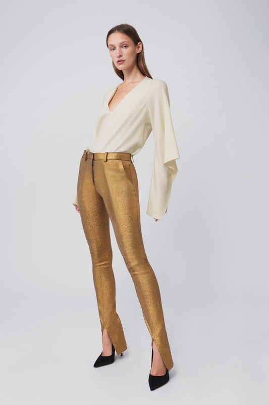 Front Split Trousers in Gold