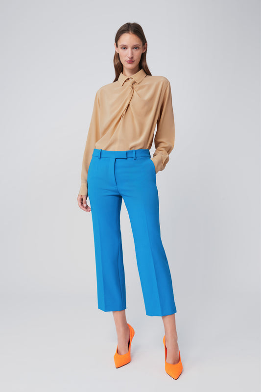 Cropped Trousers in Turquoise